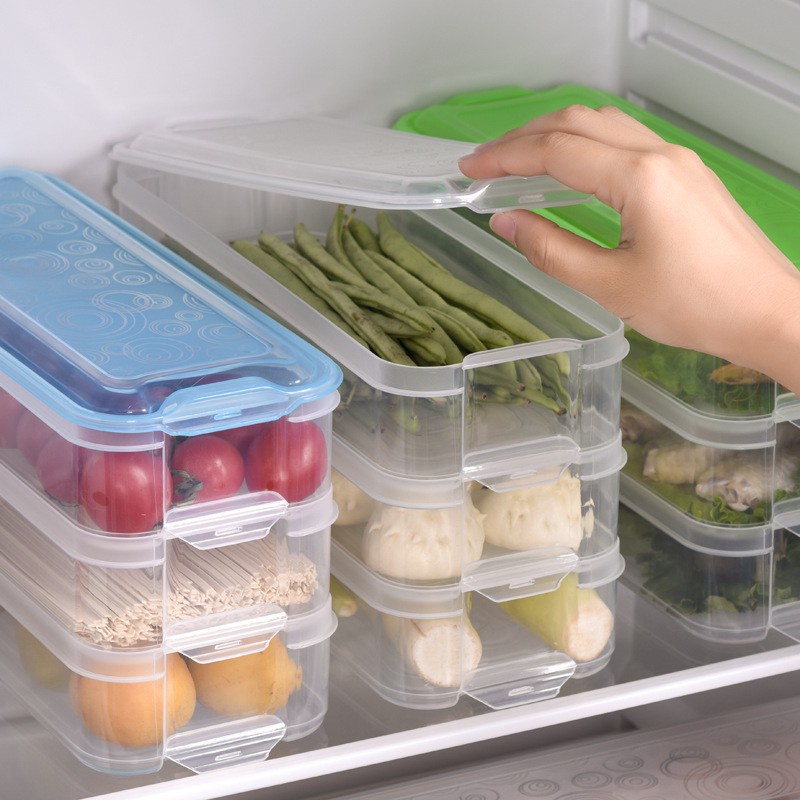 FYGALERY HL0193 Kotak Kontainer Makanan Kulkas Set Tempat Penyimpanan Transparan Dapur Multifungsi Food Storage Box