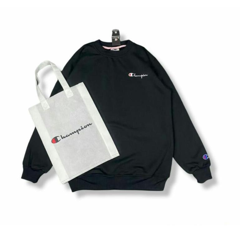 SIAP KIRIM SWEATER CREWNECK CHAMPION HITAM