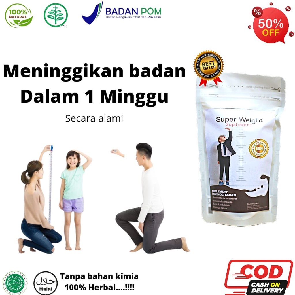 Super Weight Suplemen Peninggi badan dewasa dan anak terbaik BPOM I Herbal alami, S-Grow, Boney, ten