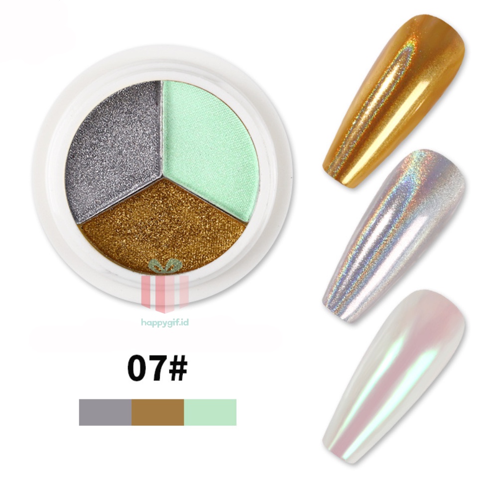 Magic Mirror Nail Powder Solid Pigment 3 in 1 Nail Art titanium gold aksesoris kuku powder KU053