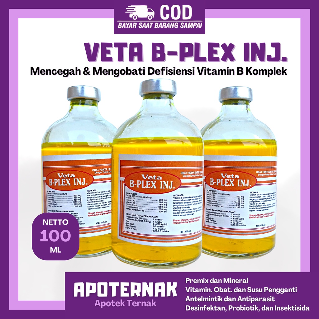 VETA B PLEX Injeksi 100 ml | Injeksi Vitamin B Compleks Complex Komplek Kompleks Komplex | SAVETA