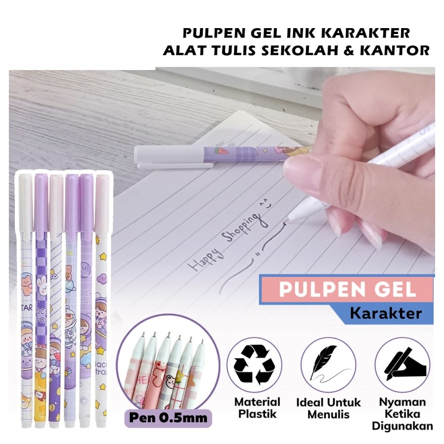 

Pulpen Gel Ink Karakter Pen Bullet Tip 0.5mm Alat Tulis Sekolah Kantor