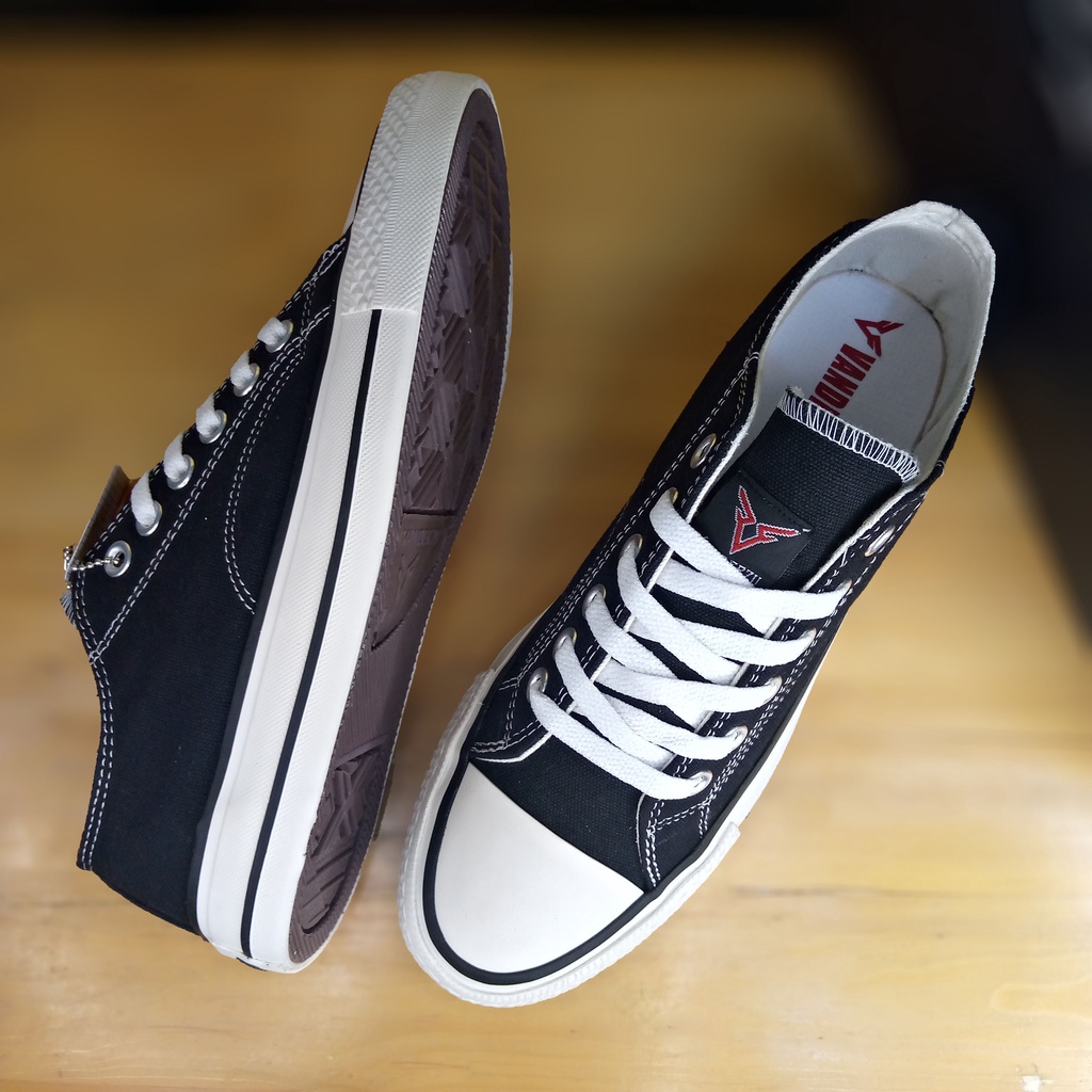 Sepatu Pria Wanita Model Casual Vanderzu Basic Black White 36 - 43 Sneakers Kanvas Premium Higt Quality Free Box