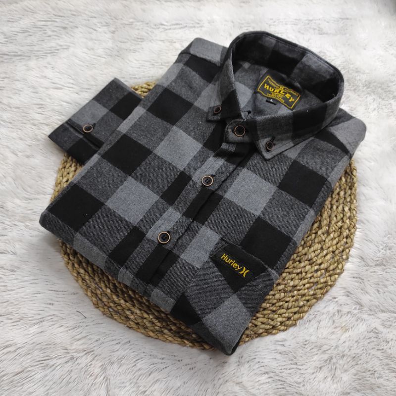 KEMEJA FLANEL COWOK KUALITAS PREMIUM | ORIGINAL HURLEY  MODEL SLIMFIT