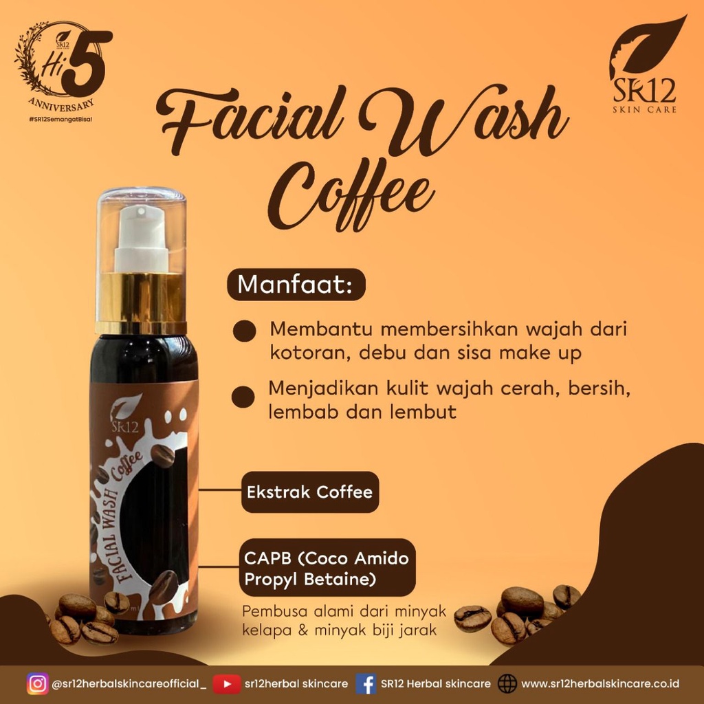 FACIAL WASH COFFEE SR12 TERBAIK.!! FRESH &amp; TIDAK KERING / SABUN KOPI PENCERAH WAJAH BERSTANDART BPOM