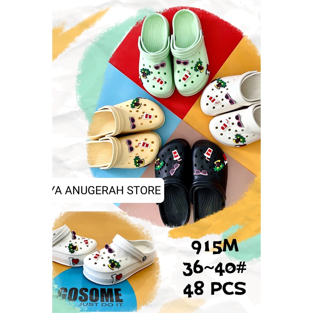 SANDAL SEPATU KARET WANITA MODEL CROCS KEREN DAN KUAT GOSOME 915M