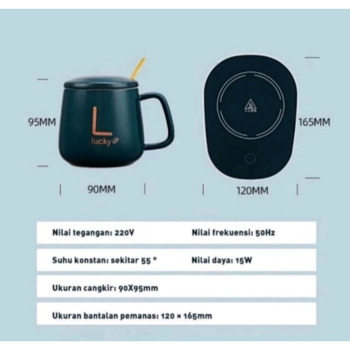 Mug Cangkir Set Gelas Listrik Penghangat Coffe Warmer Elektrik  55 Derajat Penghangat Kopi Teh