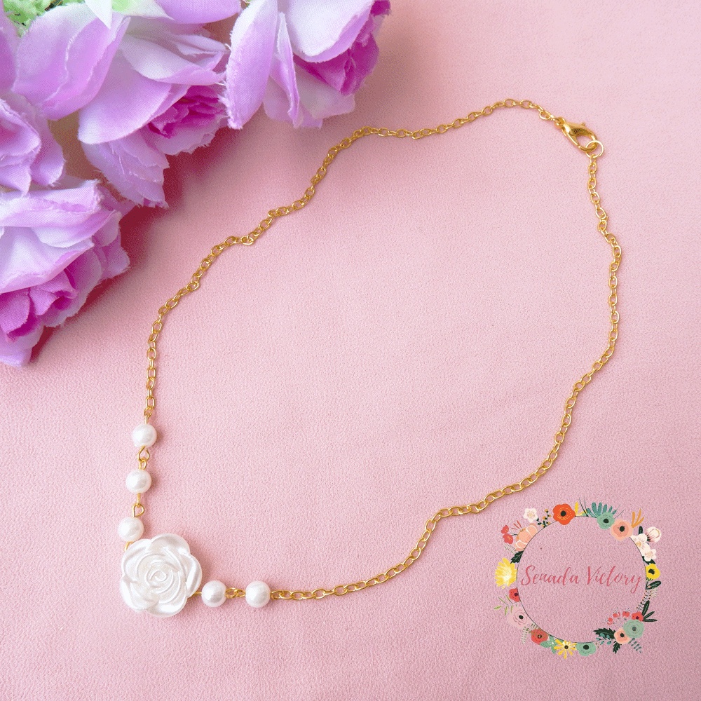 Senada Victory Kalung Mutiara White Rose Aksesoris Fashion Wanita SK104