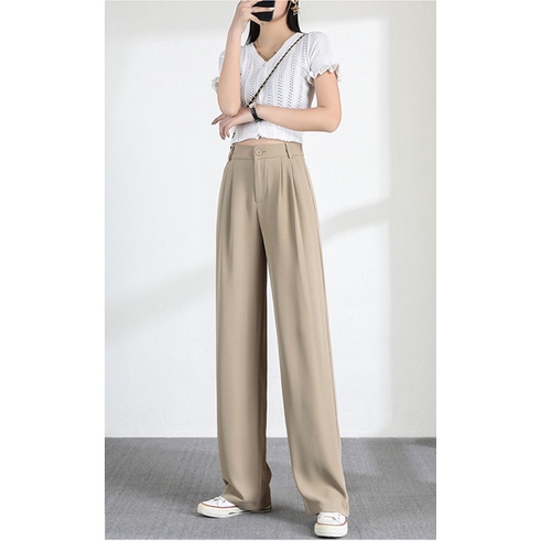 Kram Celana Jas Wanita High Waist Straight Loose Kasual Celana Panjang Wanita (realpict)