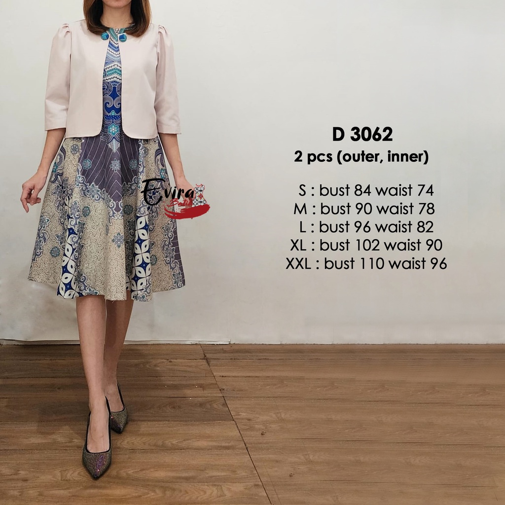 Dress Batik Modern D 3062 / Outfit Batik / Batik Solo / Batik Indonesia / Set Batik Family / Outer d