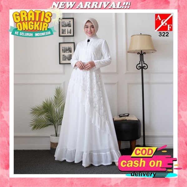 Gamis Putih Terbaru 2022 Modern Gamis Pengajian Simple Elegan Modern Remaja Gamis Wanita Terbaru Dre
