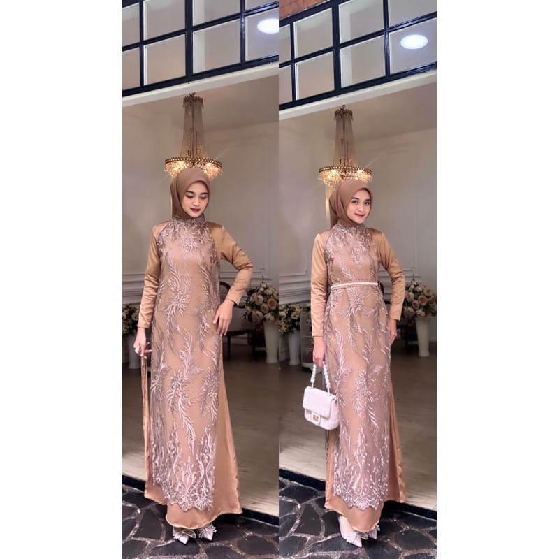 FABILA DRESS INNER DRESS + BELT + OUTER / Gamis Kondangan BAJU DEWASA MURAH TERBARU 2023 Busui Friendly