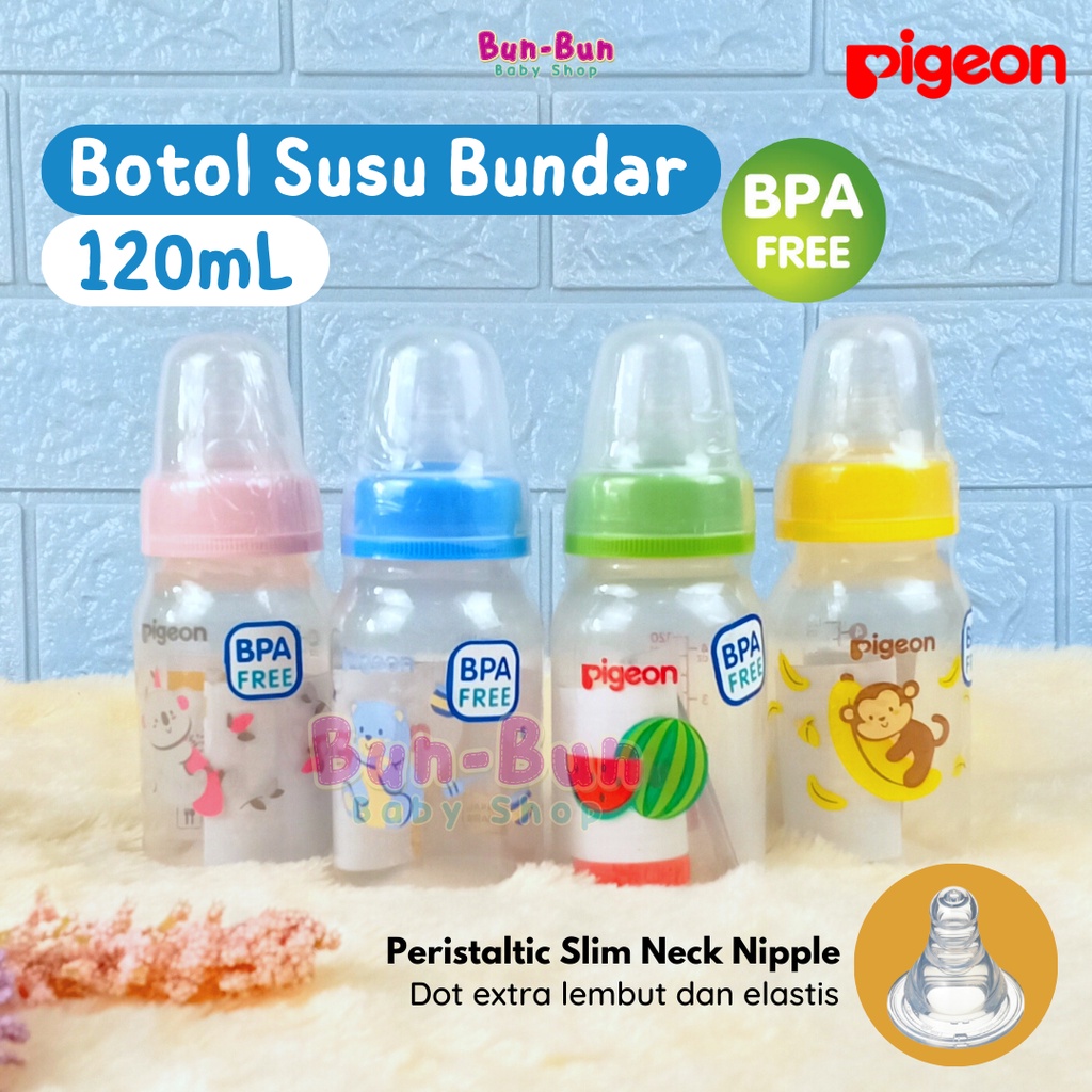 PIGEON Botol Susu Bayi 120ml Dot Baby New Born NON REGULATOR Standart Slim Neck Peristaltic Nipple P