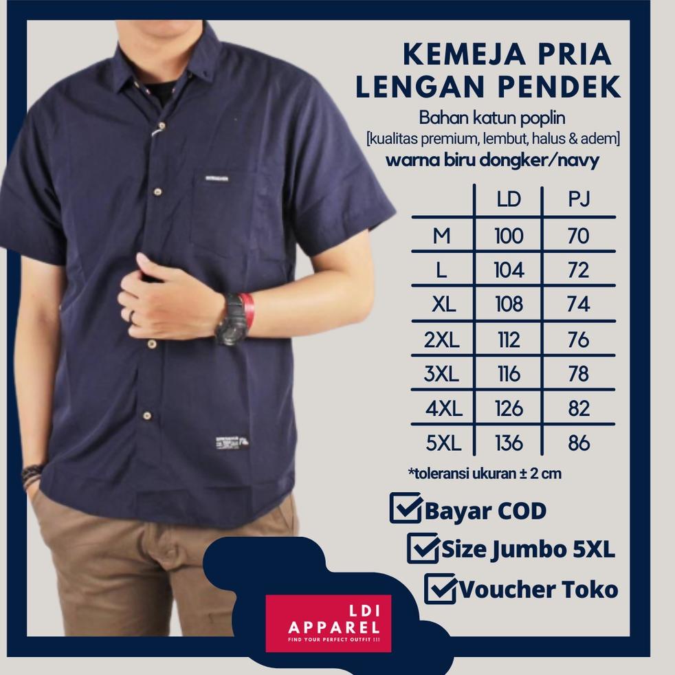 BIG SALE Kameja Pria Lengan Pendek Distro Motif Polos Jumbo Dewasa Baju Kemeja Cowok Keren Kekinian 