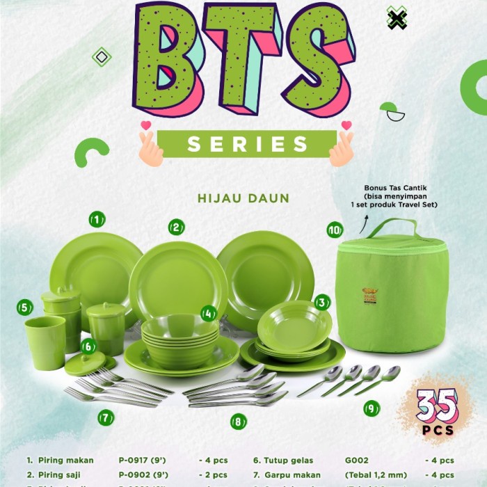 Piring Set Melamin BTS Travel Set 35pcs