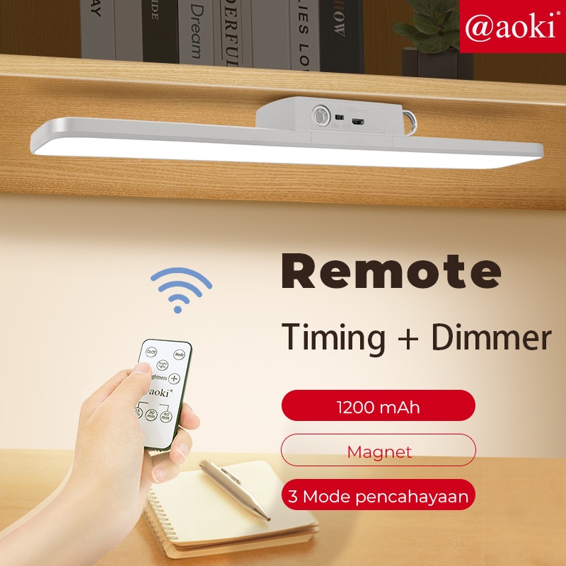 AOKI Lampu LED Magnet Remote Dinding Bisa digantung Serbaguna Rechargable USB Warna Aesthetic Led ta