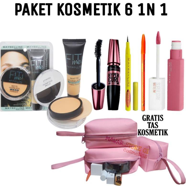 DISKON [Bonus Emas] Paket Kosmetik Maybeline 6 in 1 / Paket Hemat Make Up Maybeline Lengkap