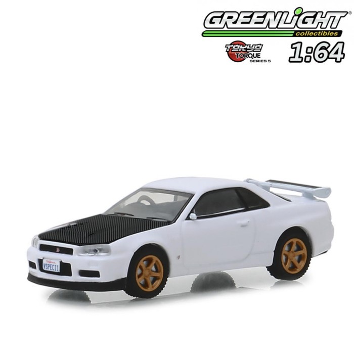 GREENLIGHT 1:64 DIECAST MODEL CAR - 2001 NISSAN SKYLINE GT-R BNR34 V-S TERLARIS