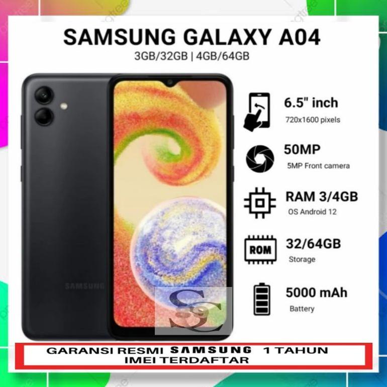 SAMSUNG GALAXY A04 RAM 4/64GB / 3/32GB & A03 CORE RAM 2GB/32GB GARANSI RESMI