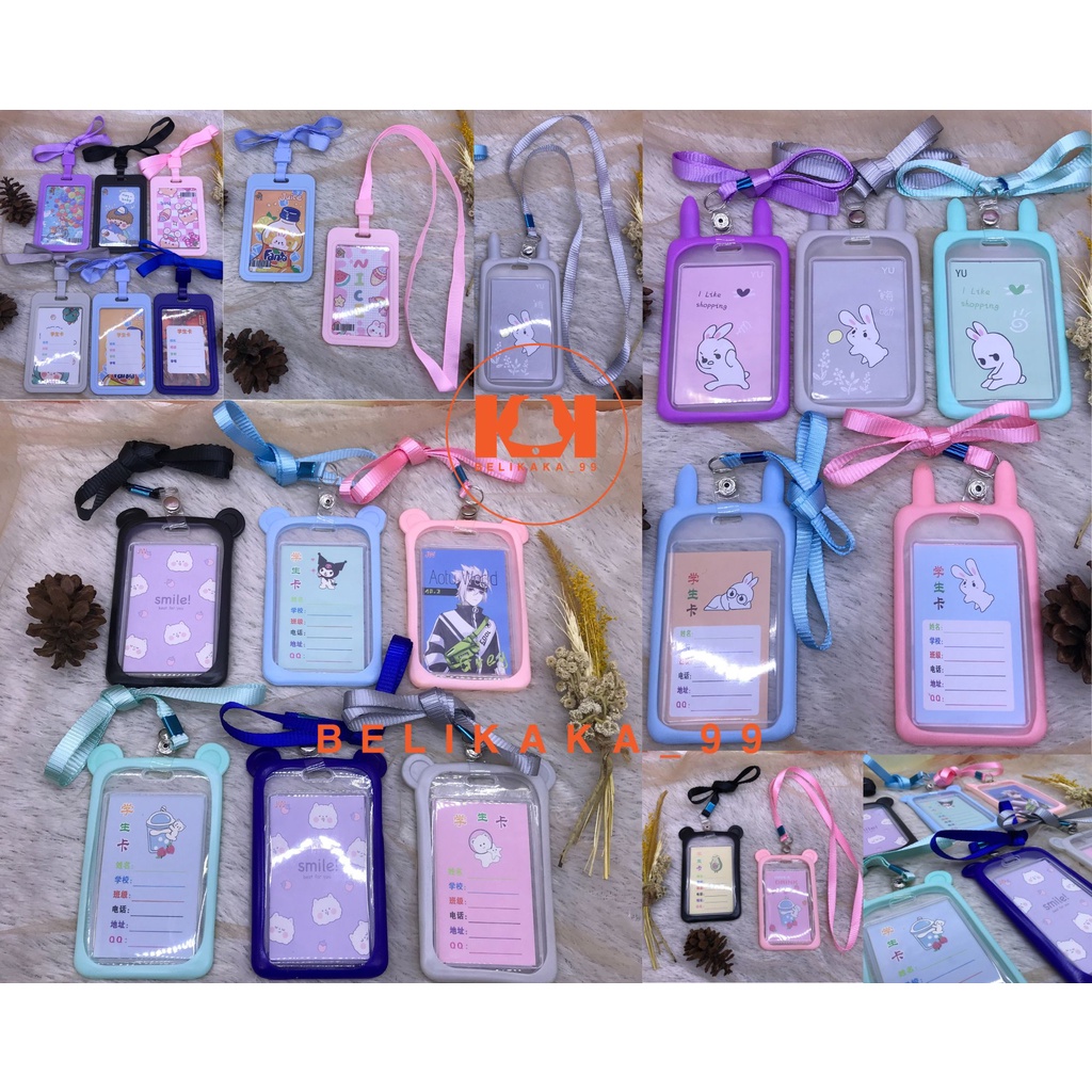 TALI ID CARD NAME TAG PLASTIK BAHAN SILIKON KARAKTER KELINCI PANDA DAN POLOS / TALI ID CARD PANITIA