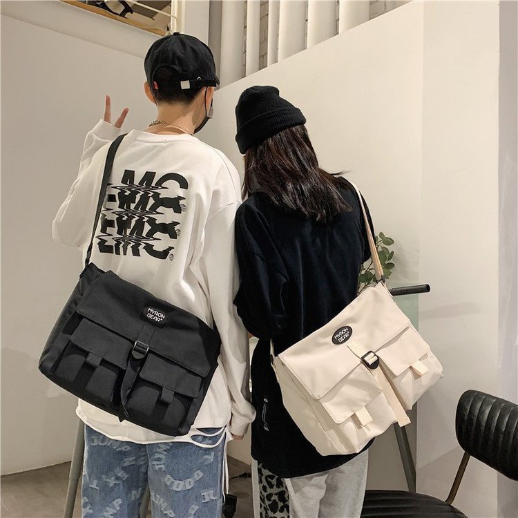 YOUBAGSHOP Tas Selempang Kuliah Unisex Tas Sekolah Korea Fashion Tas Cowok Cewek  2 POCKET import 2020-41