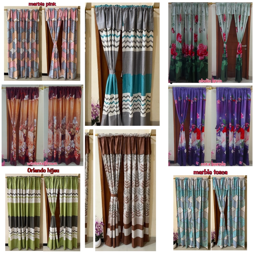 gorden serut pintu dan jendela motif aesthetic terbaru