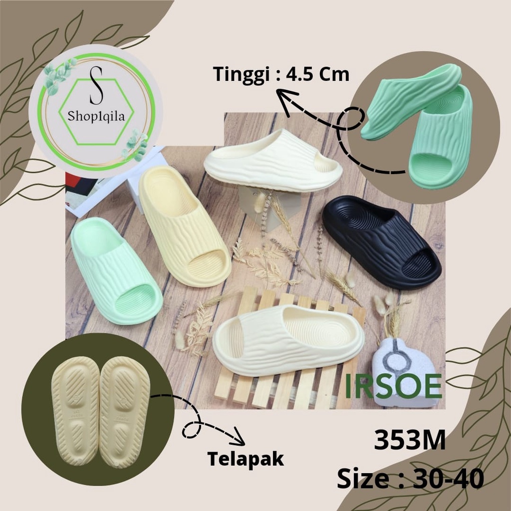 Slippers Anti Air Full Karet Eva 353 Size 30-40/ Sandal slop perempuan motif kerut