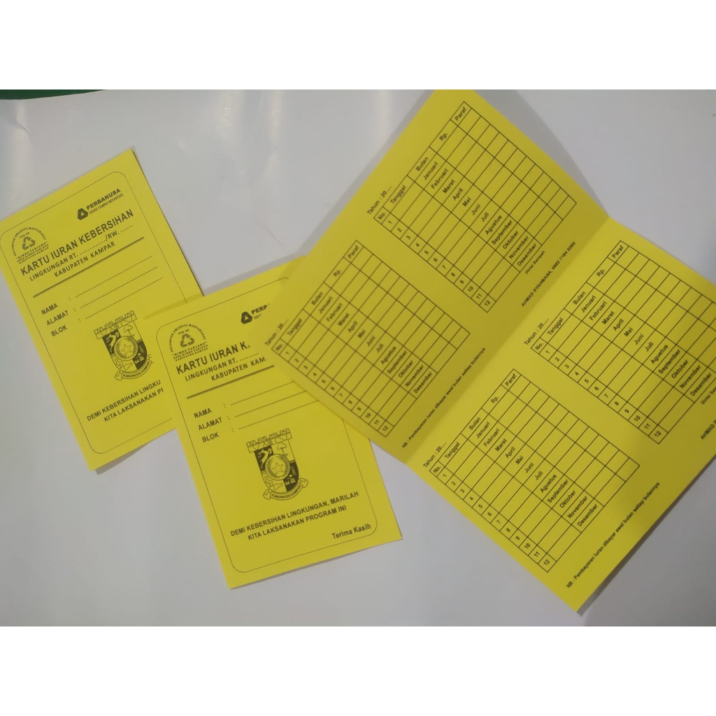 

Kartu Iuran, Kartu Spp, Kartu Kebersihan