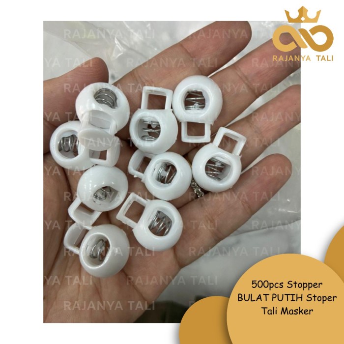 Stopper 500Pcs Stopper Bulat Putih Stoper Tali Masker