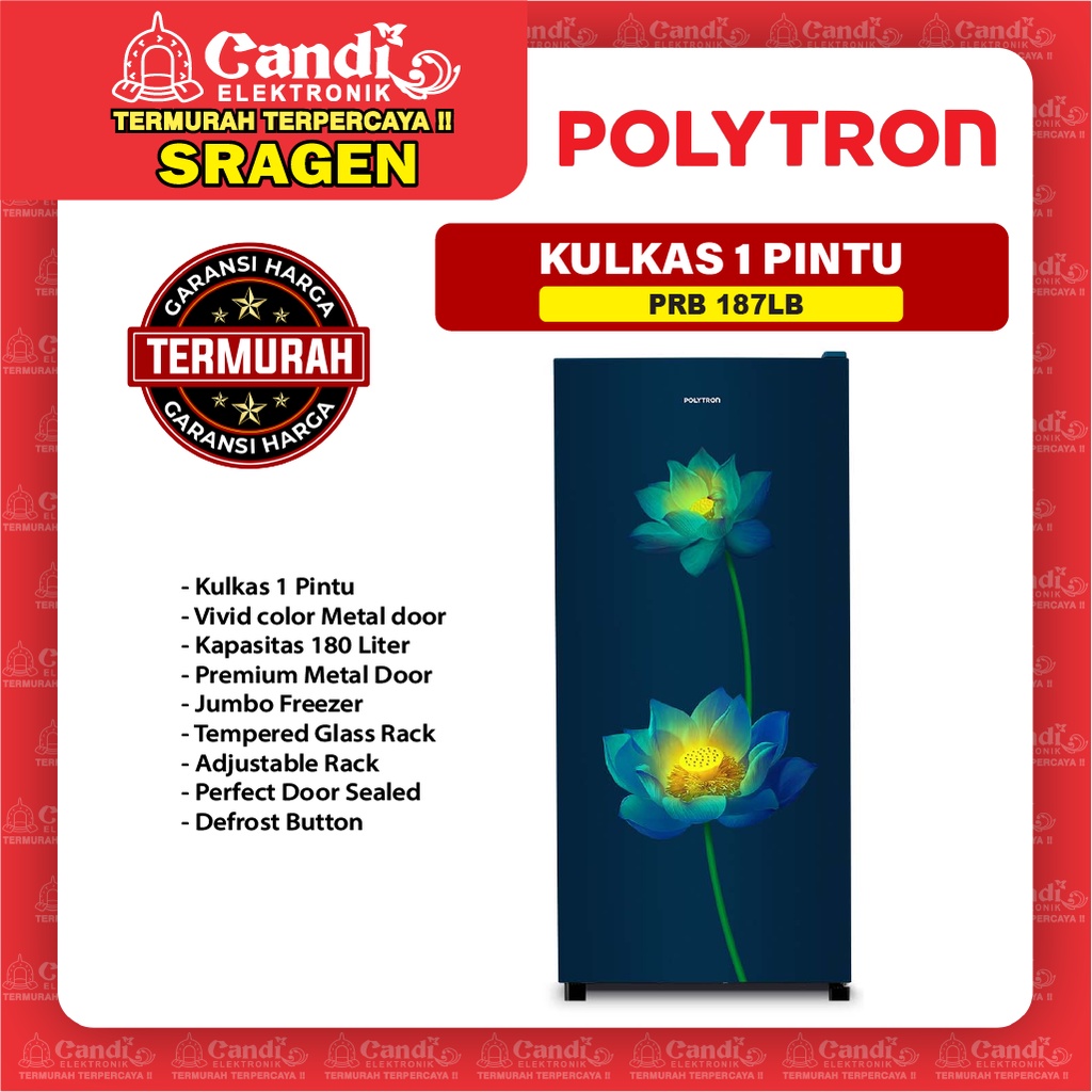 POLYTRON Kulkas 1 Pintu 180 Liter PRB 187LB