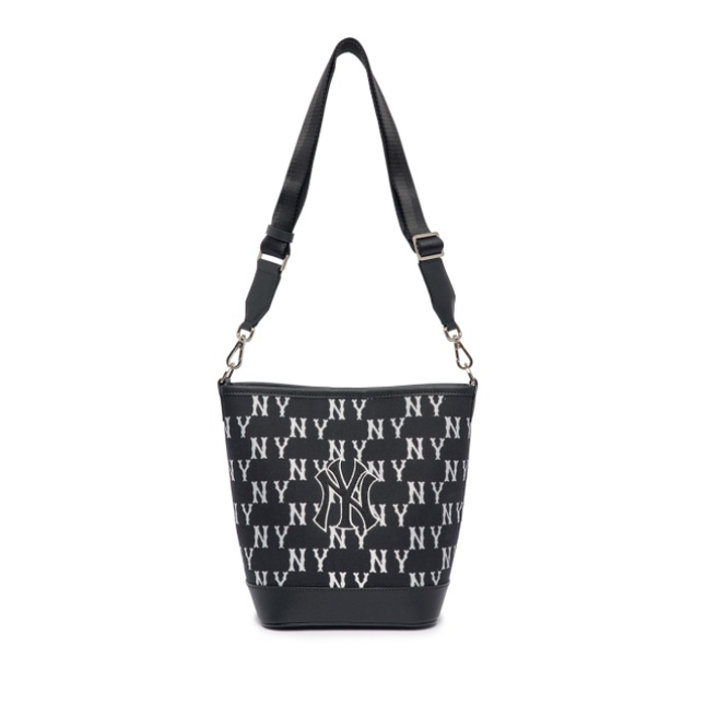 Oppa KR ID - MLB BIG CLASSIC MONOGRAM JACQUARD BUCKET BAG BLACK original from korea ready