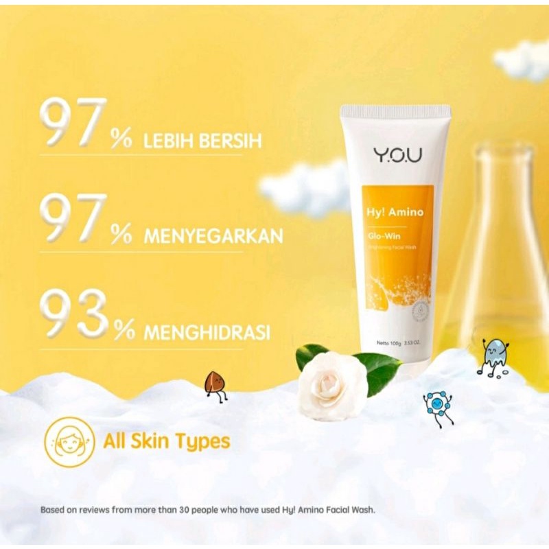 YOU Hy! Amino Wow-Tery Hydrating l Glo-Win l Ac-Ttack | By-Byeteria Brightening Facial Wash 100gr