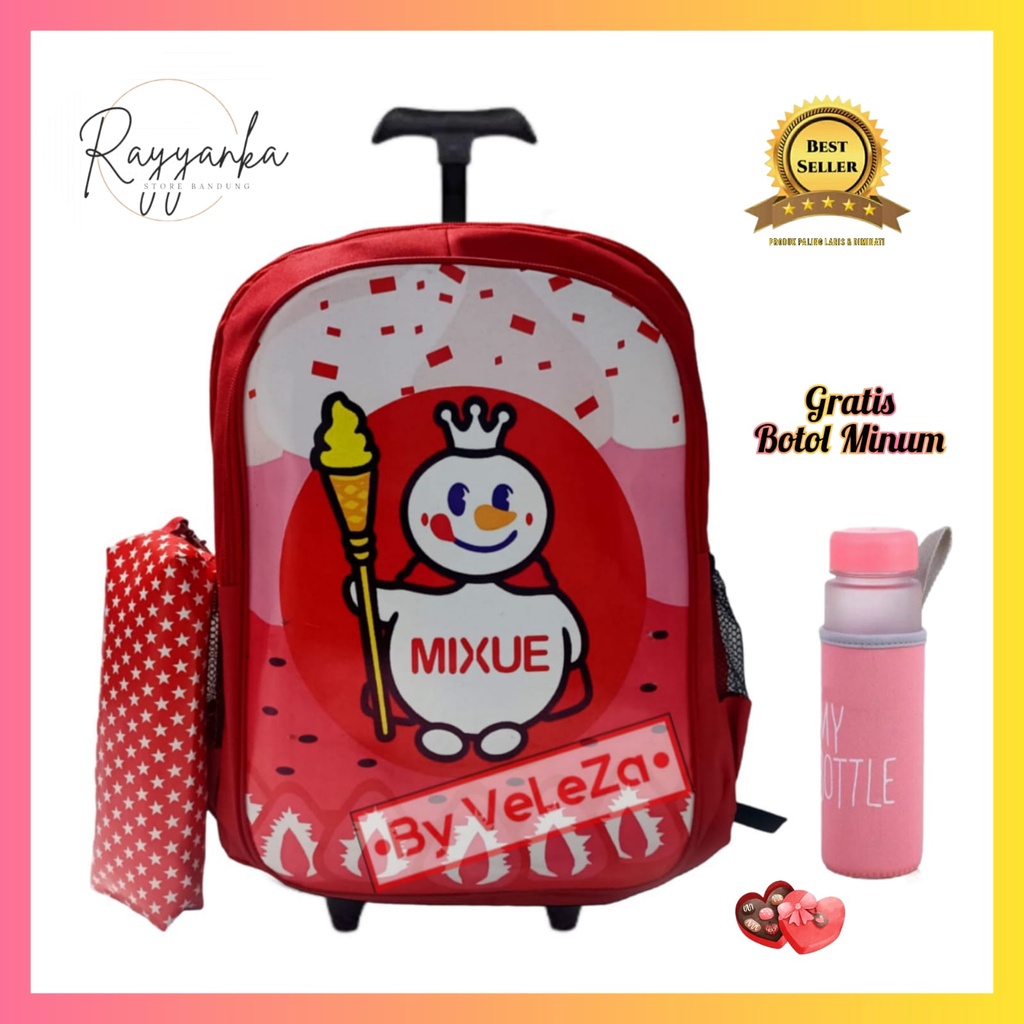 Tas Ransel Troli Anak Tk Paud Sd Motif MXU King Ice Gratis Botol Minum