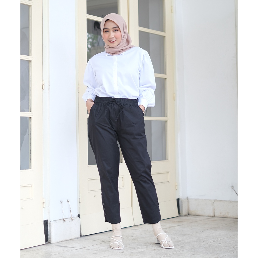 NHM Celana Panjang Wanita Cindy Pants, Celana Kerja Formal Casual Stretch