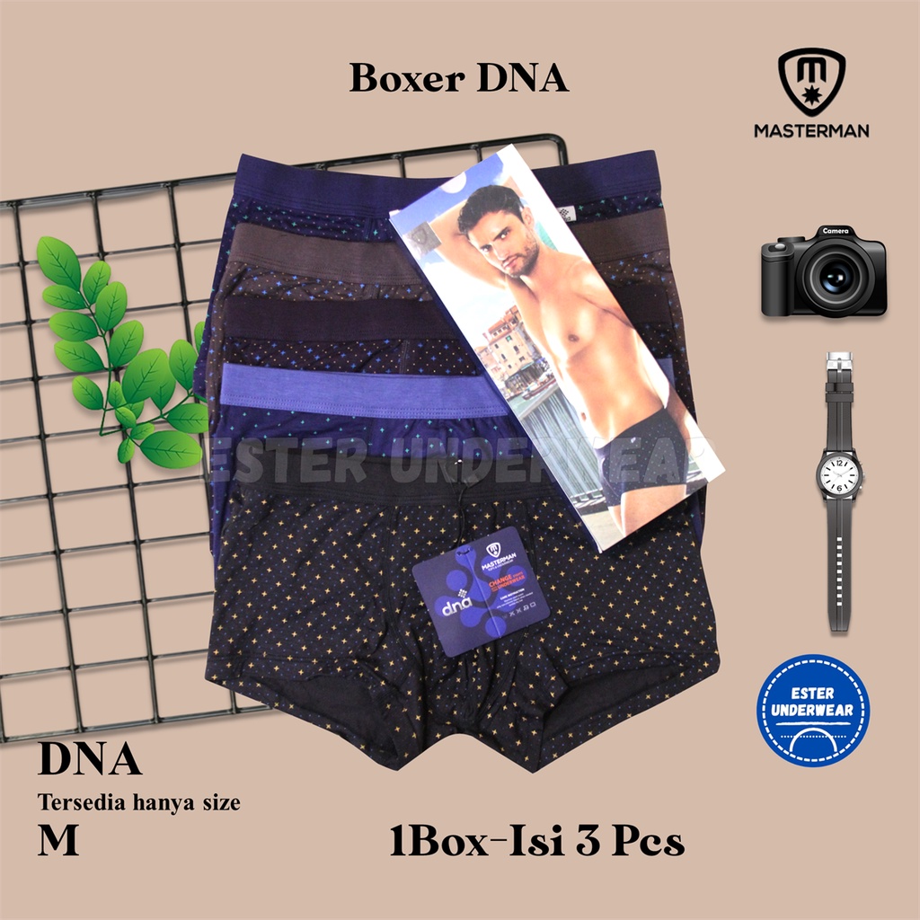 CELANA DALAM BOXER PRIA DEWASA MASTERMAN  DNA ISI 3 Pcs