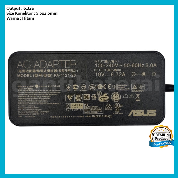 Adaptor Charger Laptop Asus Rog 120watt 19v 6.32a