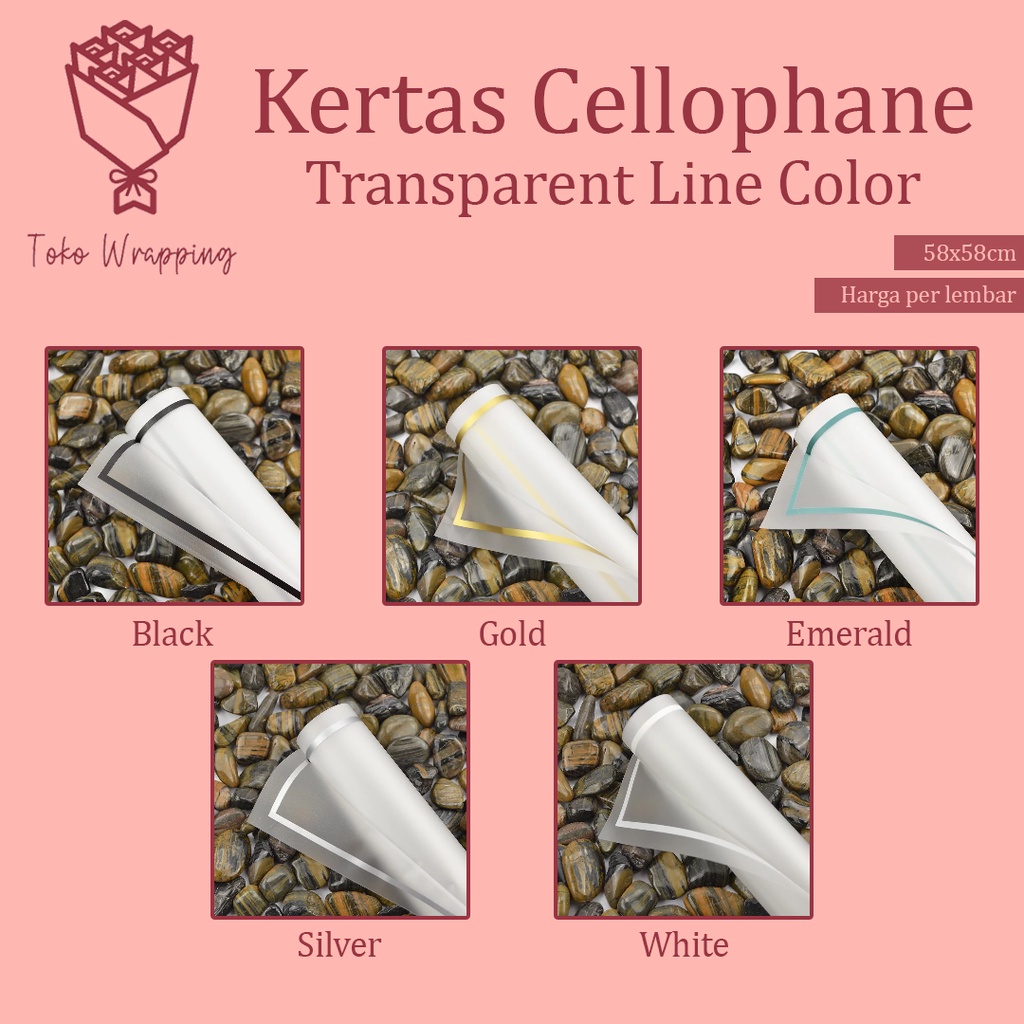 

Kertas Cellophane Kertas Buket Bunga [Transparent Line Color] Flower Wrapping Paper Celophane / Chellophane Murah untuk Snack Uang