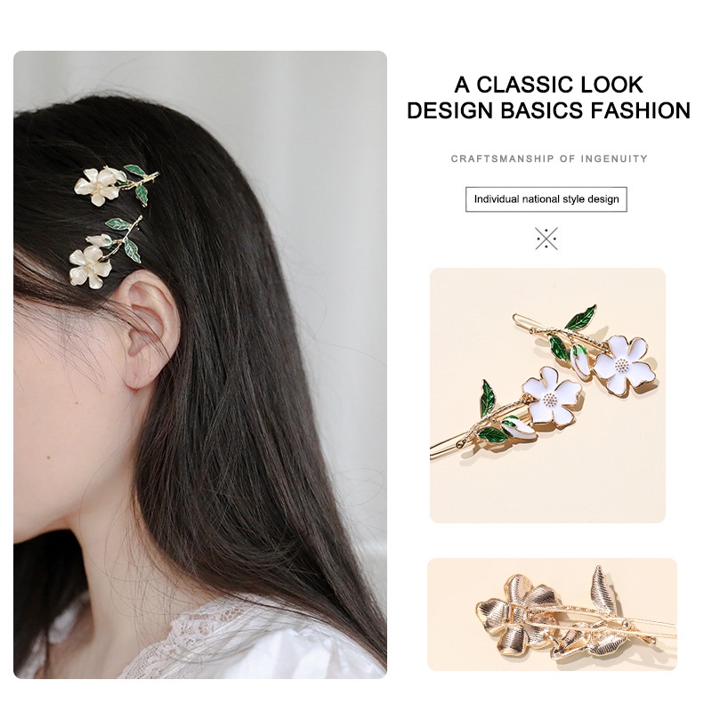 Gardenia Artistic Retro, Cream Hair Clip, Small Fresh Girl Bangs Hair Clip