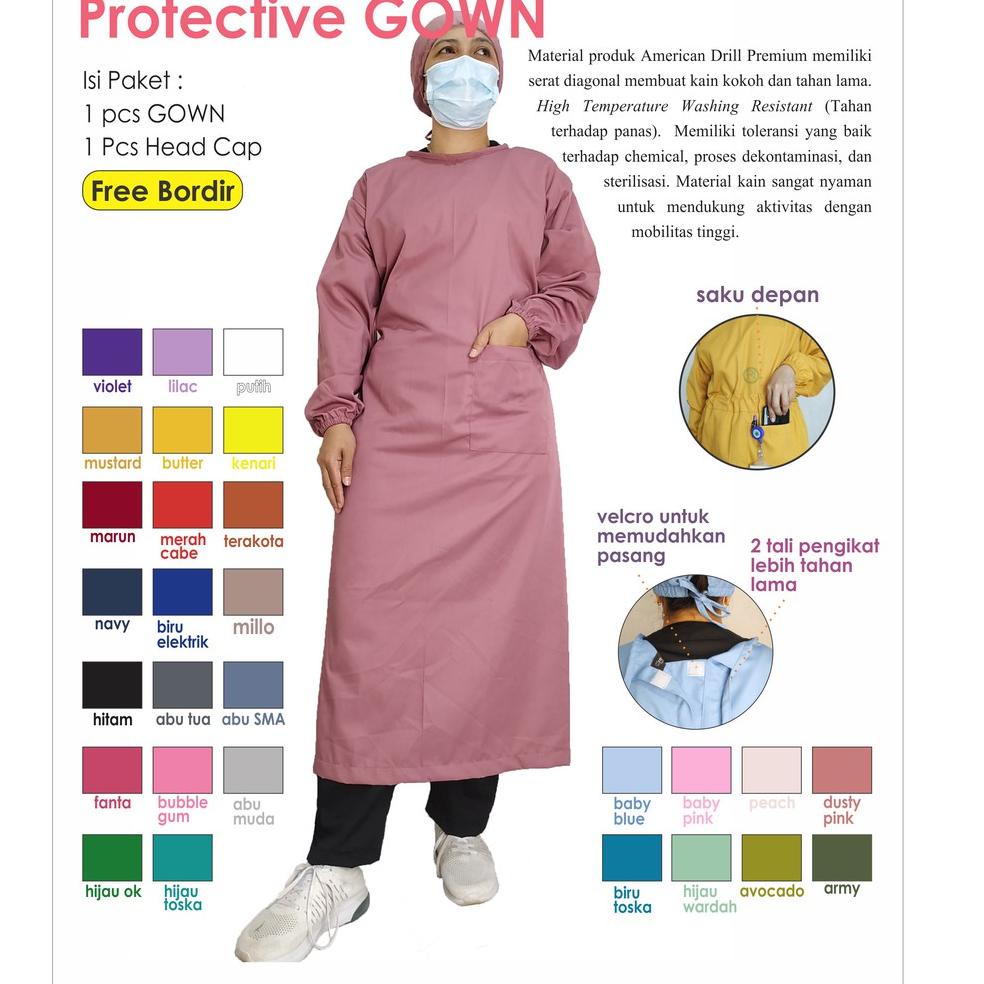 LANGSUNG KIRIM GOWN Free Bordir/APD/JUBAH OK/JUBAH OPERASI