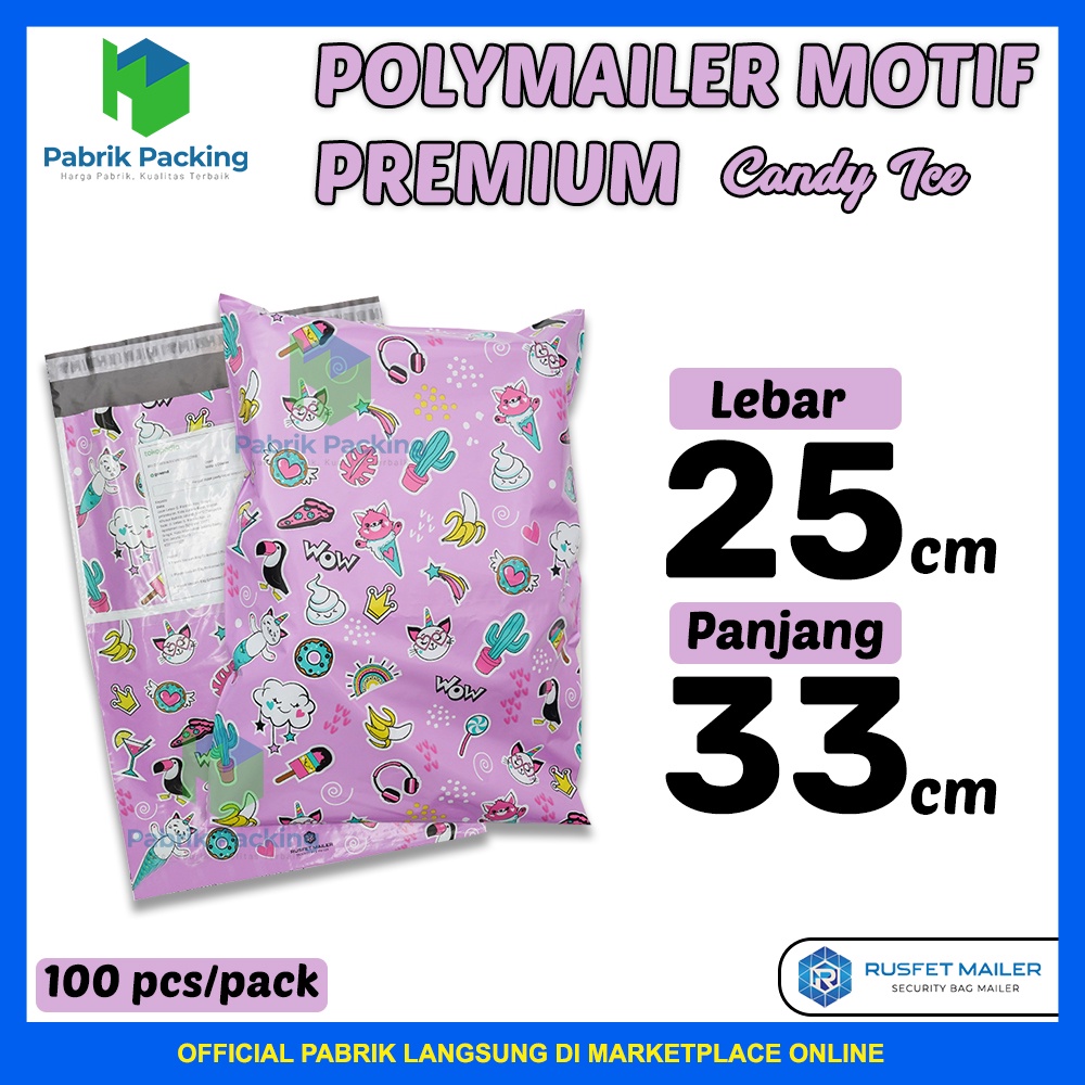 

Polymailer Amplop Packing Online Shop Rusfet / Candy Ice 25x33 / Per Pack Murah