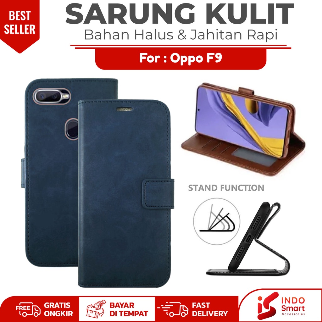 Oppo F9 / Case Oppo F9 F 9 / Leather Wallet Case Dompet Sarung Kulit Hp