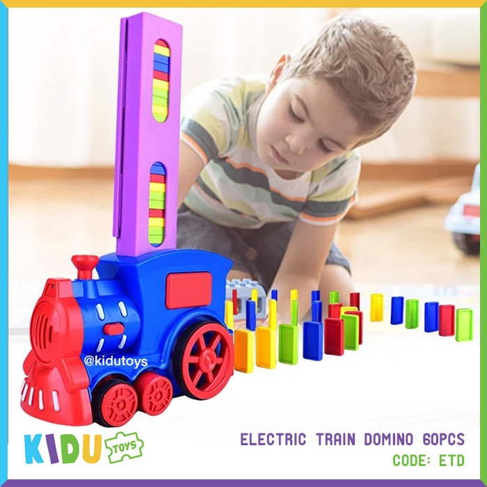 Mainan Kereta Anak Electric Train Domino 60pcs Kidu Toys