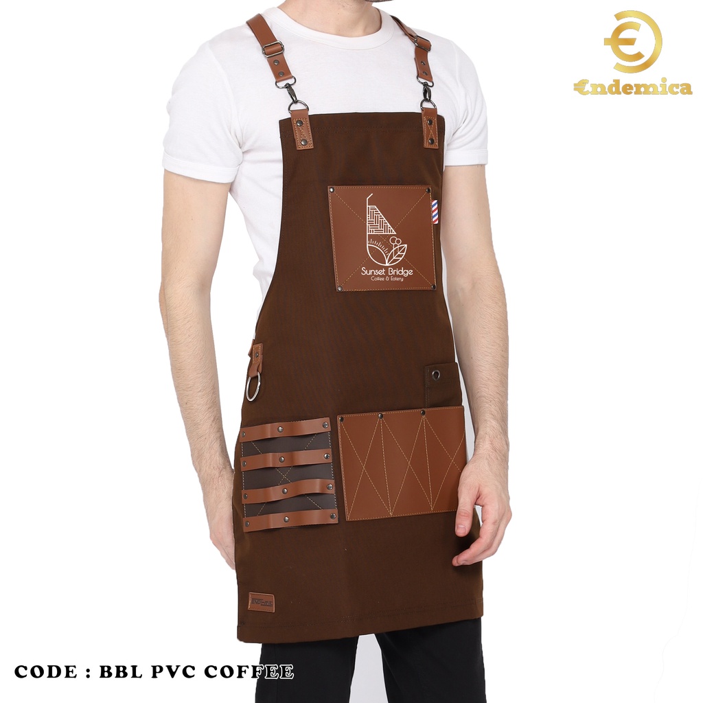 Full apron barbershop celemek cukur rambut apron barista celemek cafe kanvas &amp; high quality syntetic for barberman,barbershop,barista model tali silang