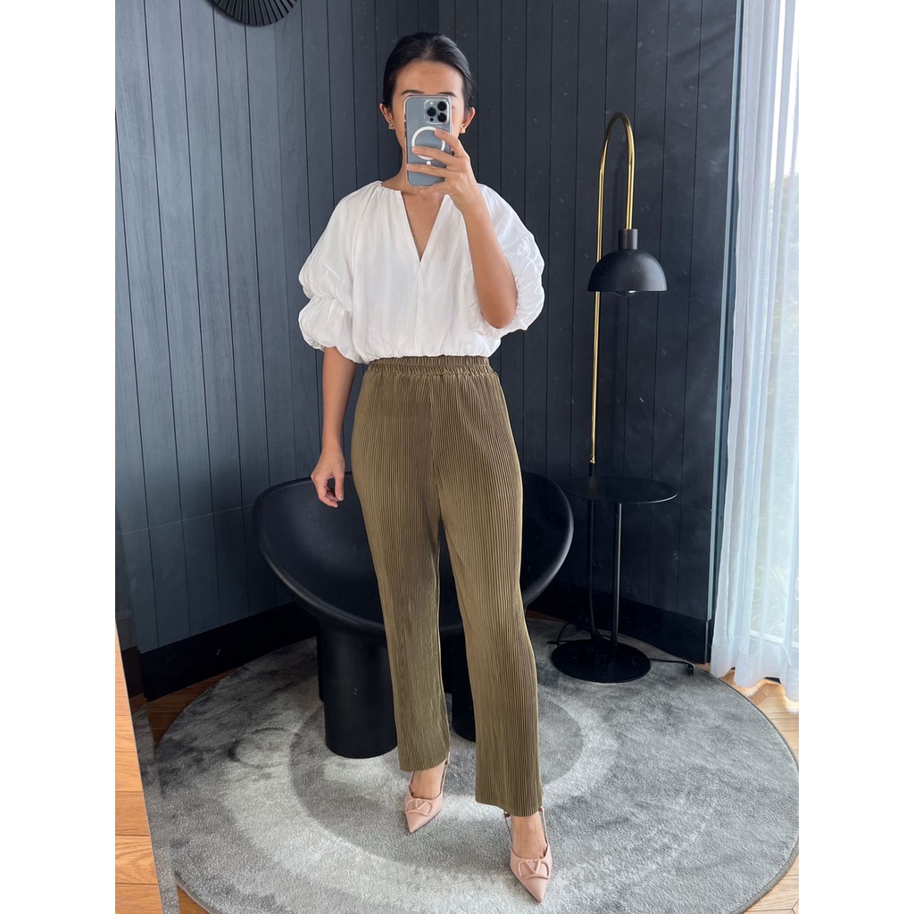 Celana Kulot Plisket Lidi / Kulot Lidi / Plisket Lidi / Pleated Culotte Pants / Pleated Pants