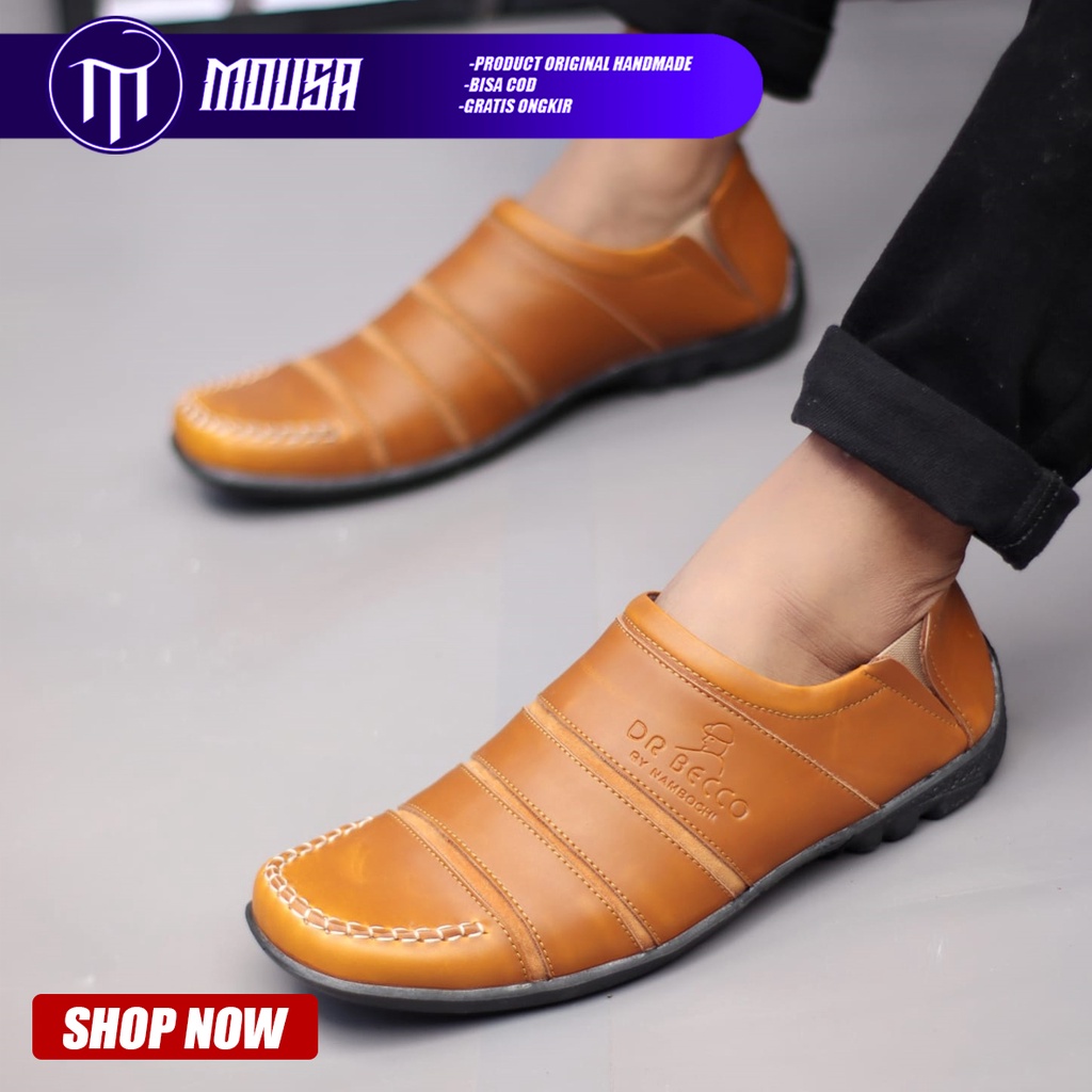 Sepatu Slip On Pria Formal Kulit PU Kekinian Nyaman Santai Kerja Kuliah Kondangan Mousa Aldo