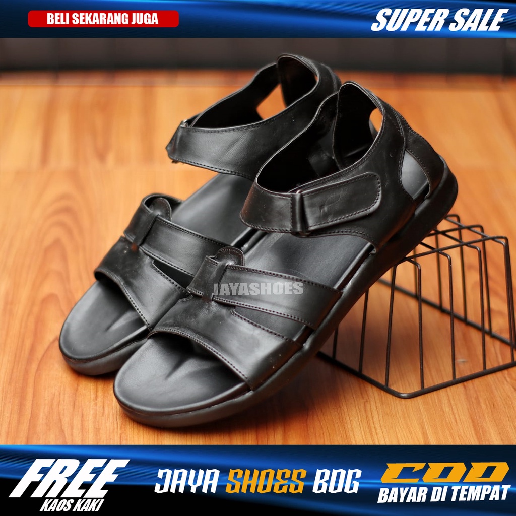 NEIL Sendal Pria Dewasa Kulit Asli Casual Original Sandal Cowok Hitam Kekinian