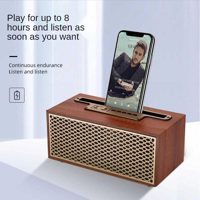 Portable Bluetooth Active Speaker Vintage Wood - XM-5H - Coffee