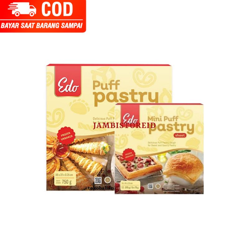 

(JAMBISTOREID) PILIH PENGIRIMAN INSTAN Edo Puff Pastry Sheet 750gram All Varian Danish Kulit Pestri Adonan Kue Roti Ringan Mentega Isian Croissant Pie Pai Pastri Jambi