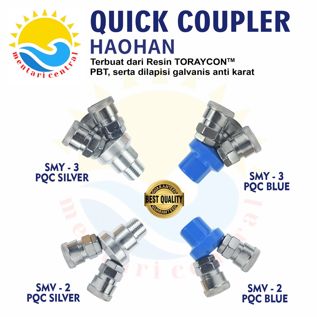 Quick coupler cabang 2 coupler kompresor 3 lobang sambungan selang angin kompresor konektor SMV SMY