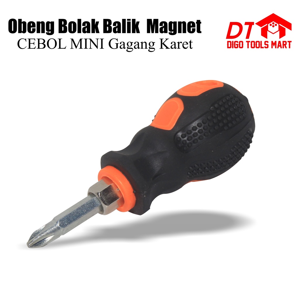 Obeng Cebol magnet Bolak Balik Gagang Karet